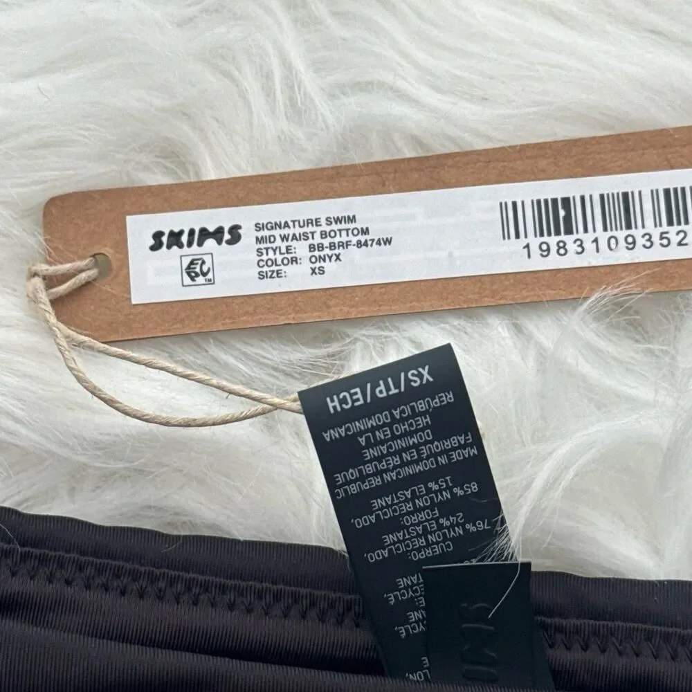 Skims Signature Swim Mid Waist Bottom Onyx Size XS